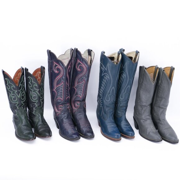 Vintage Emerald Leather 1970s Cowboy Boots Green Lizard Western Cowgirl Size 7 - Picture 11 of 11